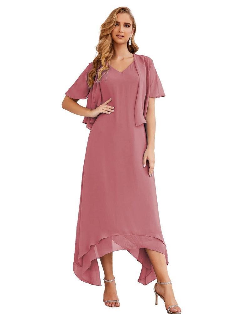 Vestidos de chiffon plus size para mãe da noiva com casaco e vestidos de cerimónia para casamento SEA28073 