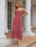 Numbersea Spaghetti-Träger Chiffon Brautjungfernkleid Knöchellänge Formell A-Linie Cocktail Party Homecoming-Kleid für Juniorinnen SEA28028