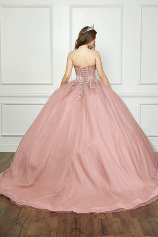 Trägerloses Ballkleid mit Puffärmeln von Petite Adele PQ1046