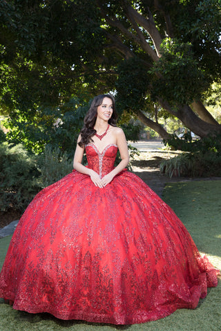 Trägerloses, transparentes Korsett-Ballkleid von Petite Adele PQ1058