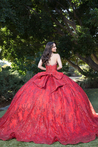 Trägerloses, transparentes Korsett-Ballkleid von Petite Adele PQ1058