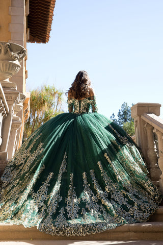 Schulterfreies, langärmliges Ballkleid von Petite Adele PQ1065