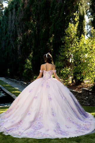 Schulterfreies Ballkleid mit Blumenmuster von Petite Adele PQ1073