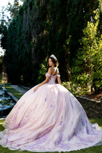 Floral Off Shoulder Ball Gown by Petite Adele PQ1073