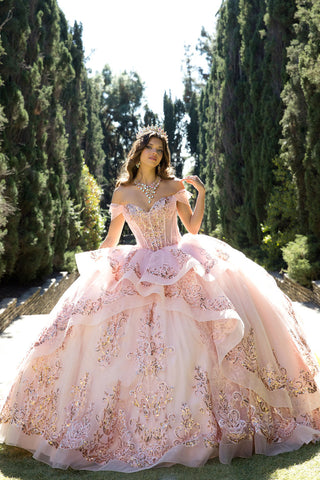 Schulterfreies Korsett-Ballkleid von Petite Adele PQ1074