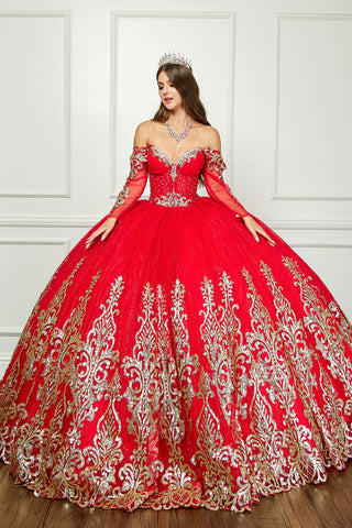 Schulterfreies, langärmliges Ballkleid von Petite Adele PQ1065