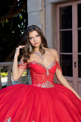 Schulterfreies, langärmliges Ballkleid von Petite Adele PQ1065