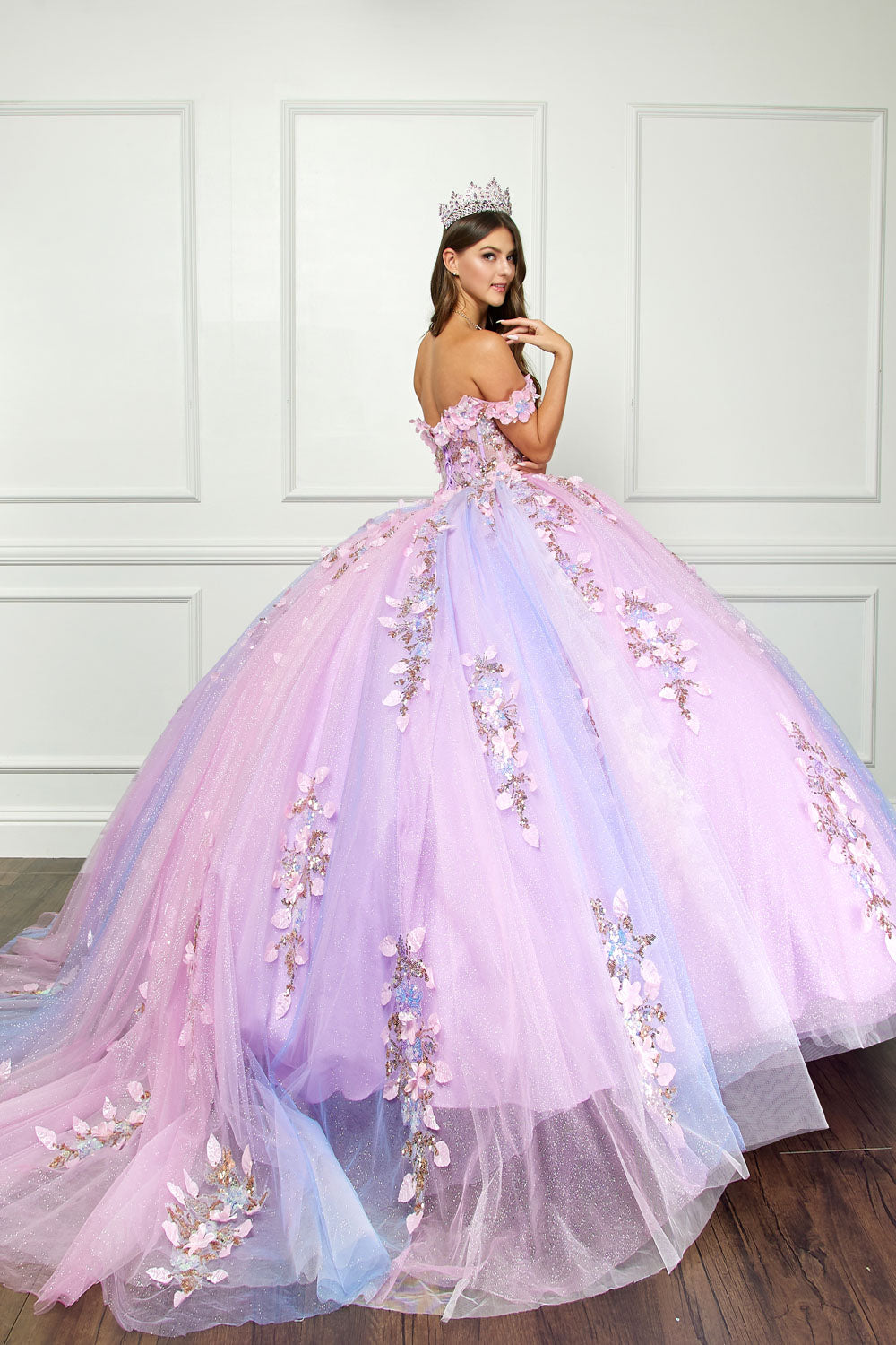Ombre Off Shoulder Ball Gown by Petite Adele PQ1066