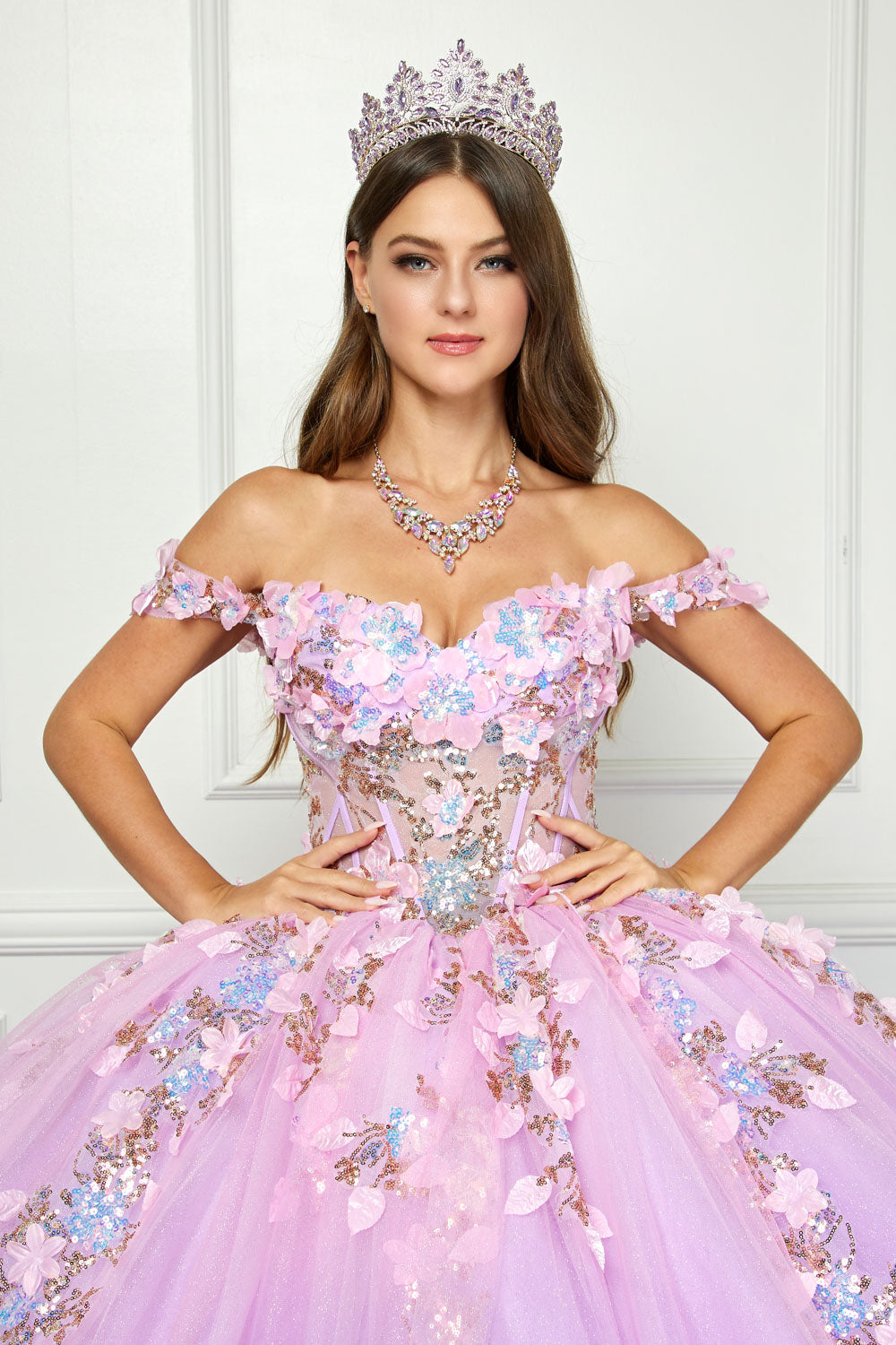 Ombre Off Shoulder Ball Gown by Petite Adele PQ1066