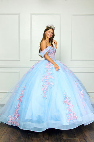Zweifarbiges schulterfreies Ballkleid von Petite Adele PQ1067