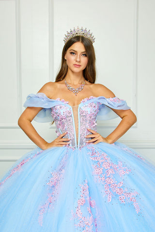 Zweifarbiges schulterfreies Ballkleid von Petite Adele PQ1067