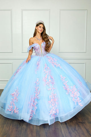 Zweifarbiges schulterfreies Ballkleid von Petite Adele PQ1067
