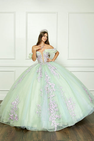 Zweifarbiges schulterfreies Ballkleid von Petite Adele PQ1067