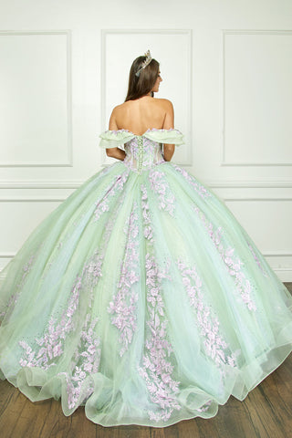 Zweifarbiges schulterfreies Ballkleid von Petite Adele PQ1067