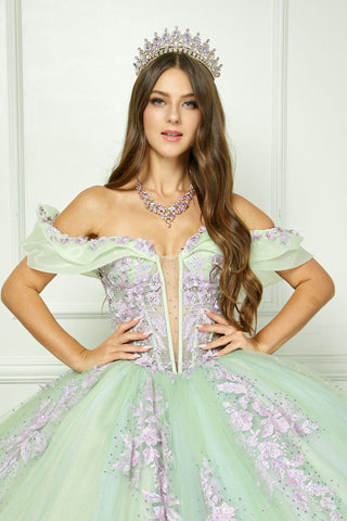 Zweifarbiges schulterfreies Ballkleid von Petite Adele PQ1067