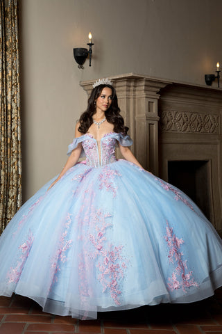 Zweifarbiges schulterfreies Ballkleid von Petite Adele PQ1067
