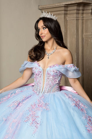 Zweifarbiges schulterfreies Ballkleid von Petite Adele PQ1067