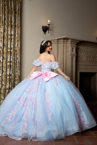 Zweifarbiges schulterfreies Ballkleid von Petite Adele PQ1067
