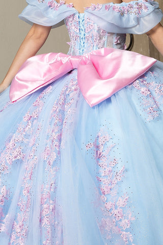 Zweifarbiges schulterfreies Ballkleid von Petite Adele PQ1067