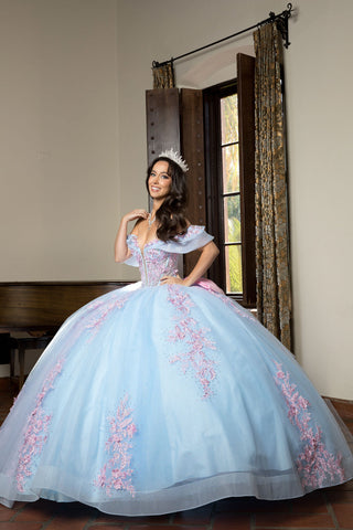 Zweifarbiges schulterfreies Ballkleid von Petite Adele PQ1067
