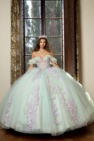 Zweifarbiges schulterfreies Ballkleid von Petite Adele PQ1067