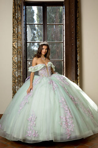 Zweifarbiges schulterfreies Ballkleid von Petite Adele PQ1067