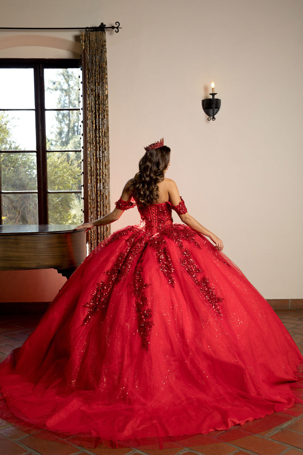 Applique Corset Ball Gown by Petite Adele PQ1070