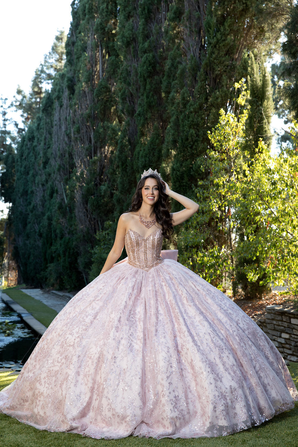 Strapless Bow Ball Gown by Petite Adele PQ1080