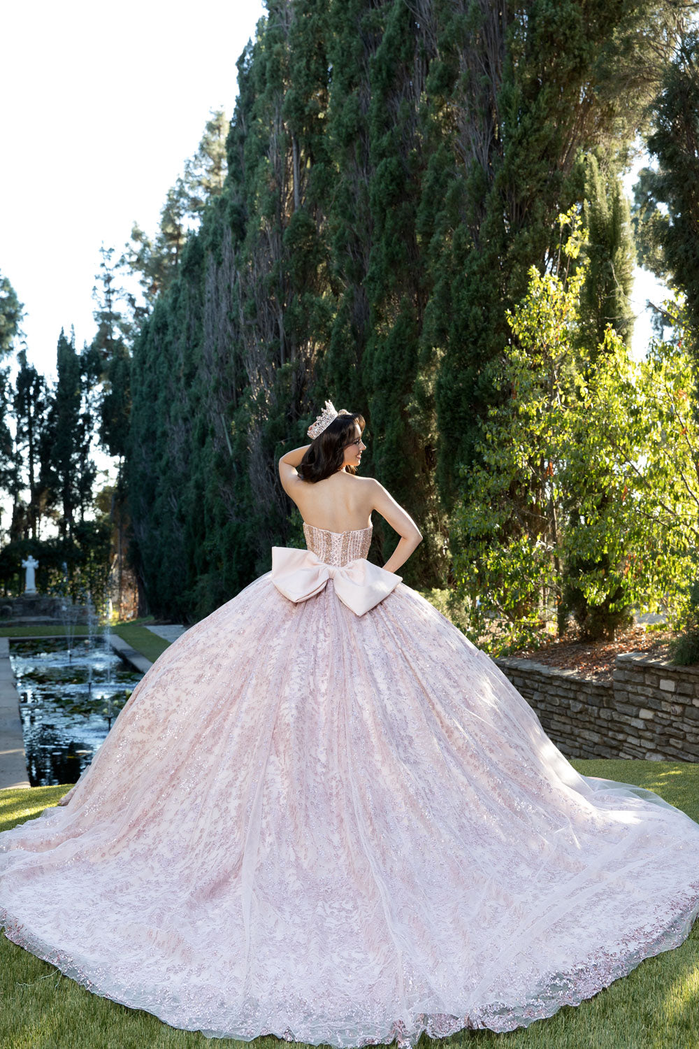 Strapless Bow Ball Gown by Petite Adele PQ1080