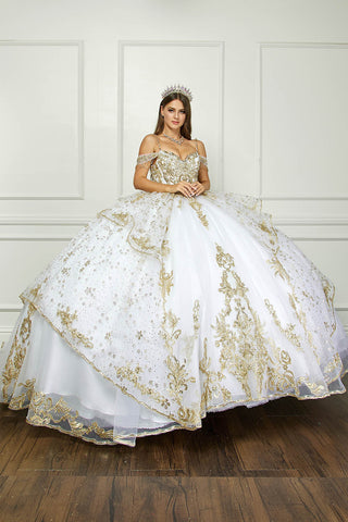 Besticktes Ballkleid mit kalten Schultern von Petite Adele PQ1059