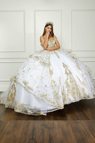 Besticktes Ballkleid mit kalten Schultern von Petite Adele PQ1059