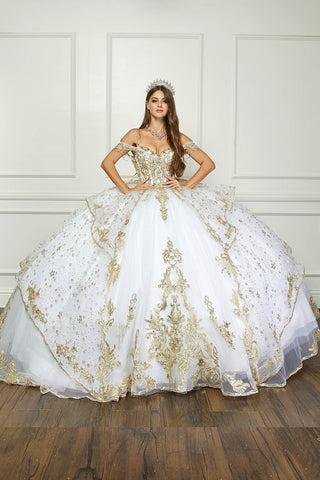 Besticktes Ballkleid mit kalten Schultern von Petite Adele PQ1059