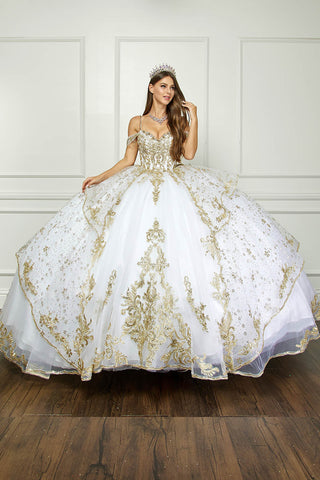 Besticktes Ballkleid mit kalten Schultern von Petite Adele PQ1059