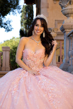 3D-Blumen-Ballkleid mit Herzausschnitt von Petite Adele PQ1064