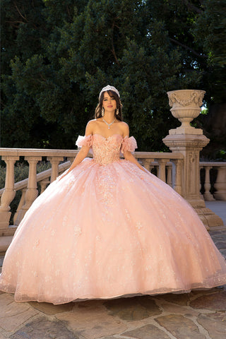 3D-Blumen-Ballkleid mit Herzausschnitt von Petite Adele PQ1064
