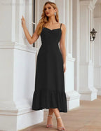 Numbersea Spaghetti-Träger Chiffon Brautjungfernkleid Knöchellänge Formell A-Linie Cocktail Party Homecoming-Kleid für Juniorinnen SEA28028