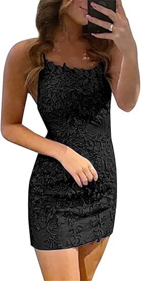 Vestidos de Fiesta Sin Mangas con Tirantes Espagueti de Encaje Azul para Columna Corta
