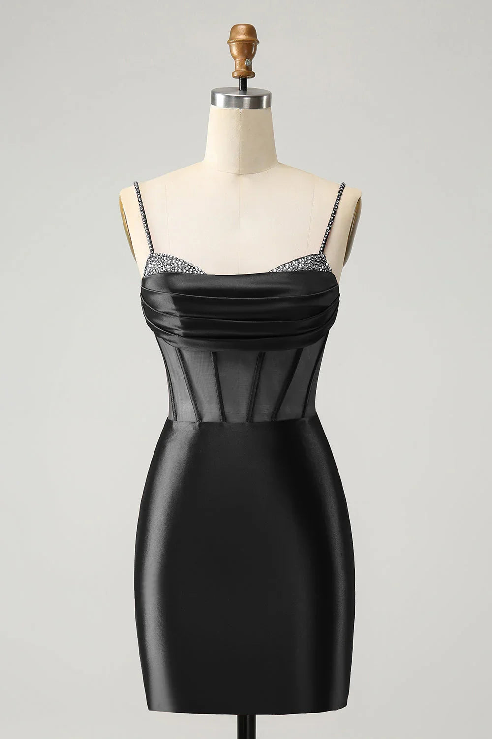 Vestido Chic Cor-de-Rosa Choque Justo ao Corpo Pregádo com Corpete para Baile de Finalistas com Aplicações de Missangas