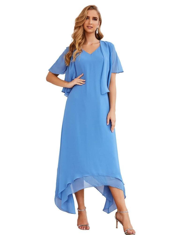 Vestidos de chiffon plus size para mãe da noiva com casaco e vestidos de cerimónia para casamento SEA28073 