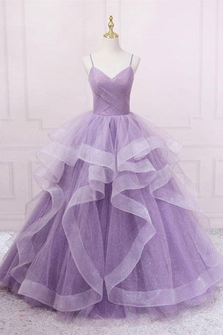 Langes Ballkleid aus blauem Tüll mit Pailletten, blaues Abendkleid aus blauem Tüll, PSK317