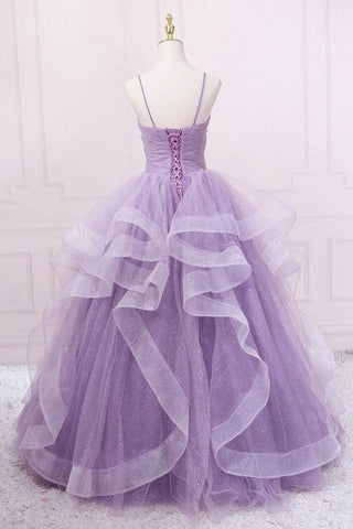 Langes Ballkleid aus blauem Tüll mit Pailletten, blaues Abendkleid aus blauem Tüll, PSK317