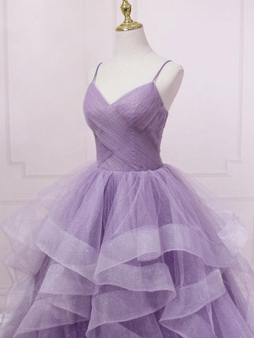 Langes Ballkleid aus blauem Tüll mit Pailletten, blaues Abendkleid aus blauem Tüll, PSK317