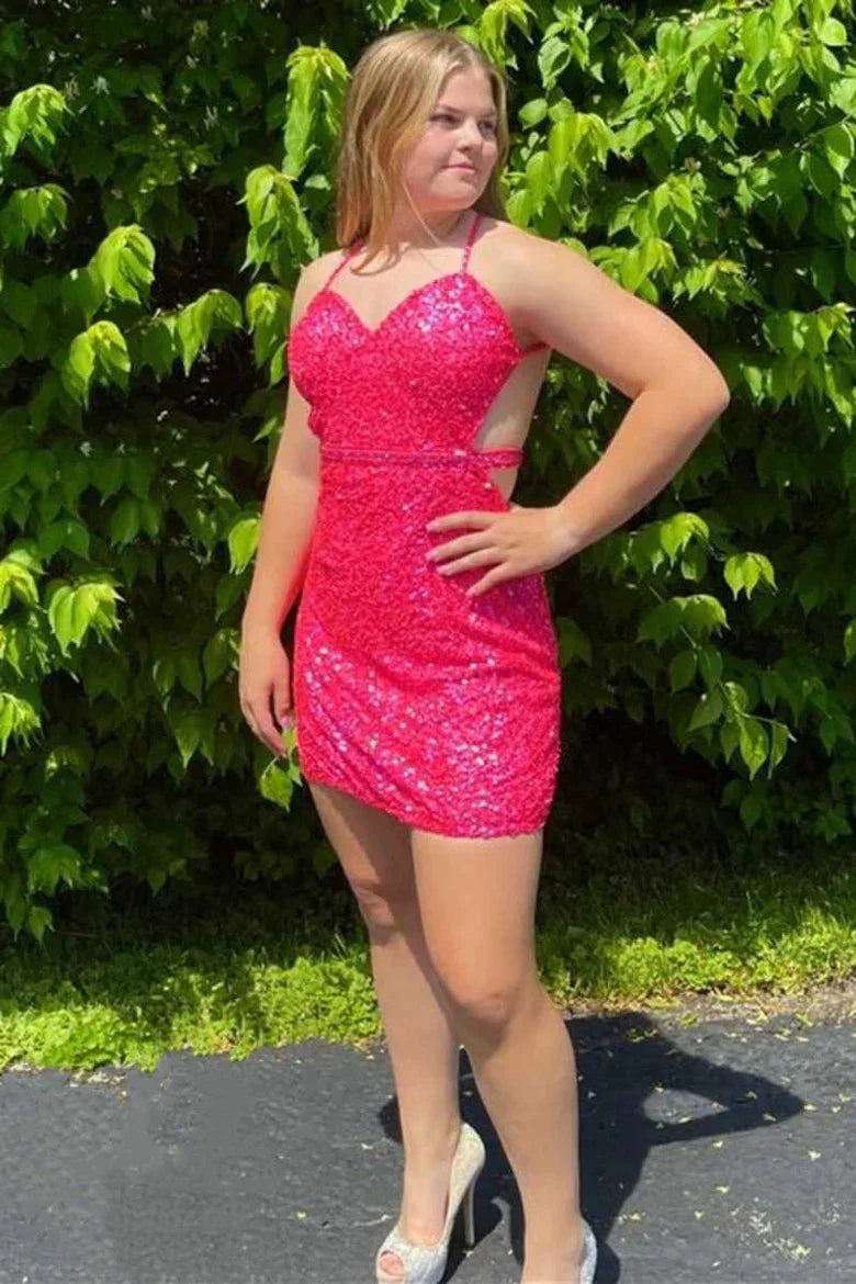 Vestido sin Mangas de Lentejuelas para Fiesta de Graduación SYH55