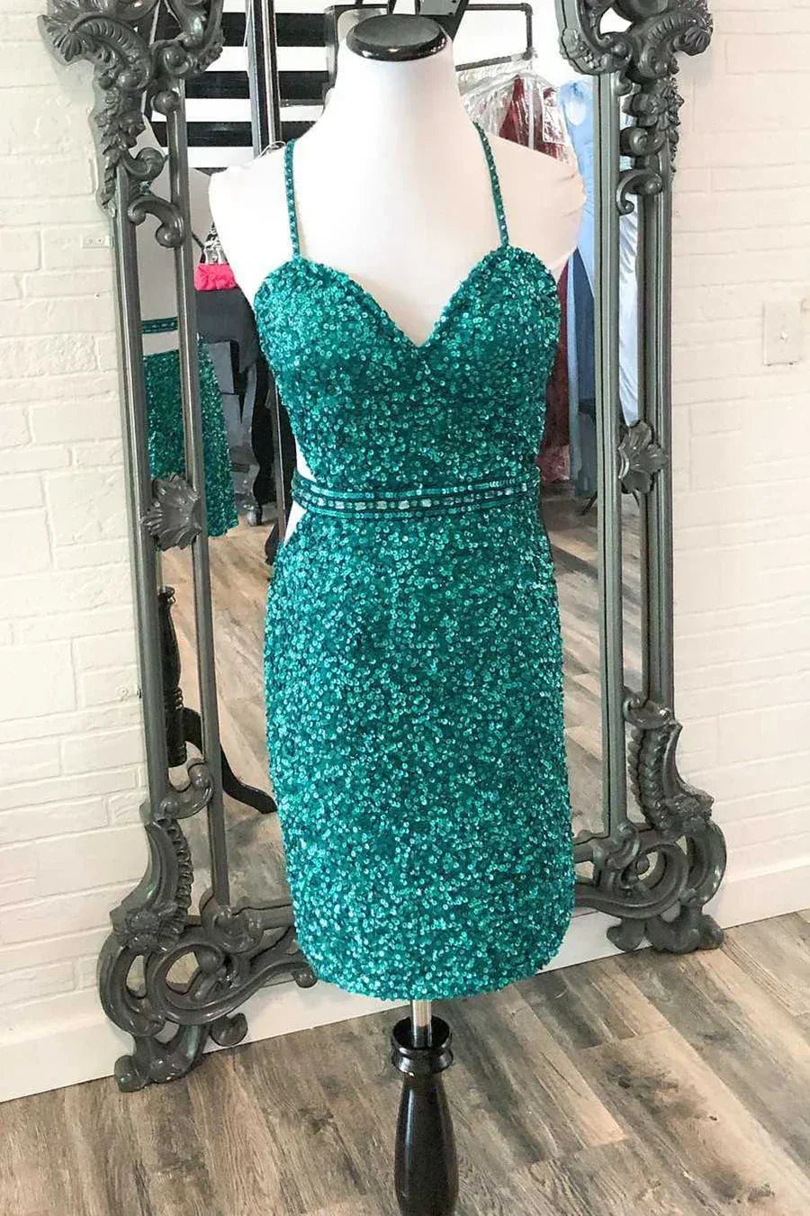 Vestido sin Mangas de Lentejuelas para Fiesta de Graduación SYH55