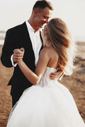 Robe de mariée rustique à bustier dentelle bohème en cœur, MW548