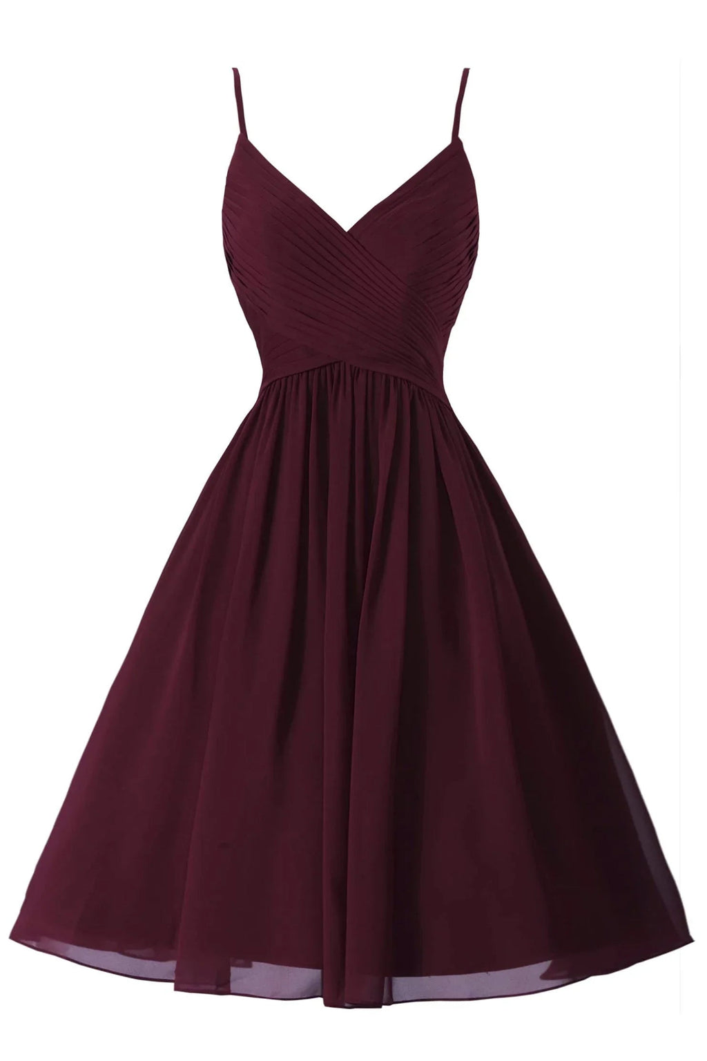 Spaghettiträger ärmelloses A-Linien Chiffon Kurzes Ballkleid Mit Taschen