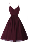 Spaghettiträger ärmelloses A-Linien Chiffon Kurzes Ballkleid Mit Taschen