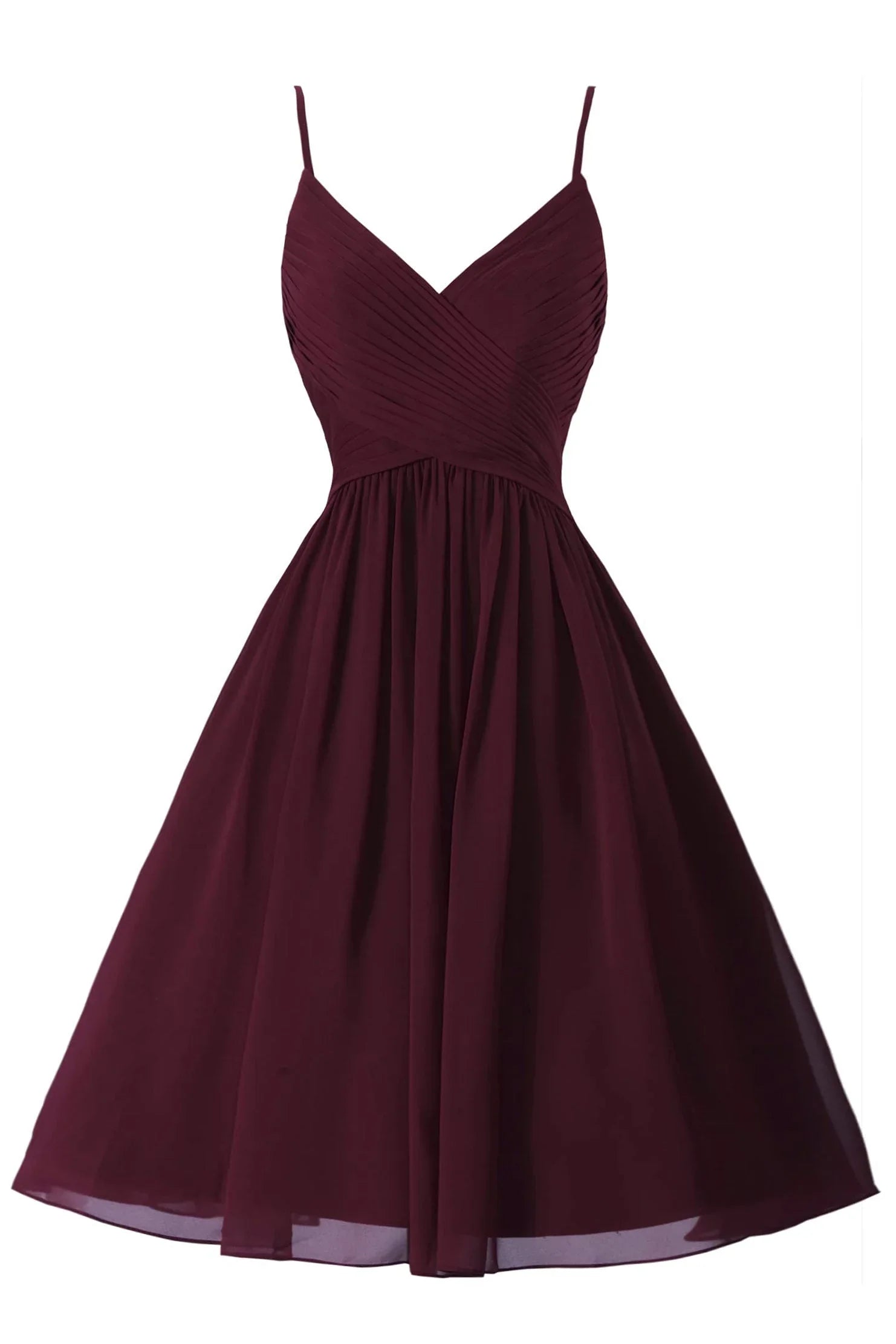 Spaghettiträger ärmelloses A-Linien Chiffon Kurzes Ballkleid Mit Taschen