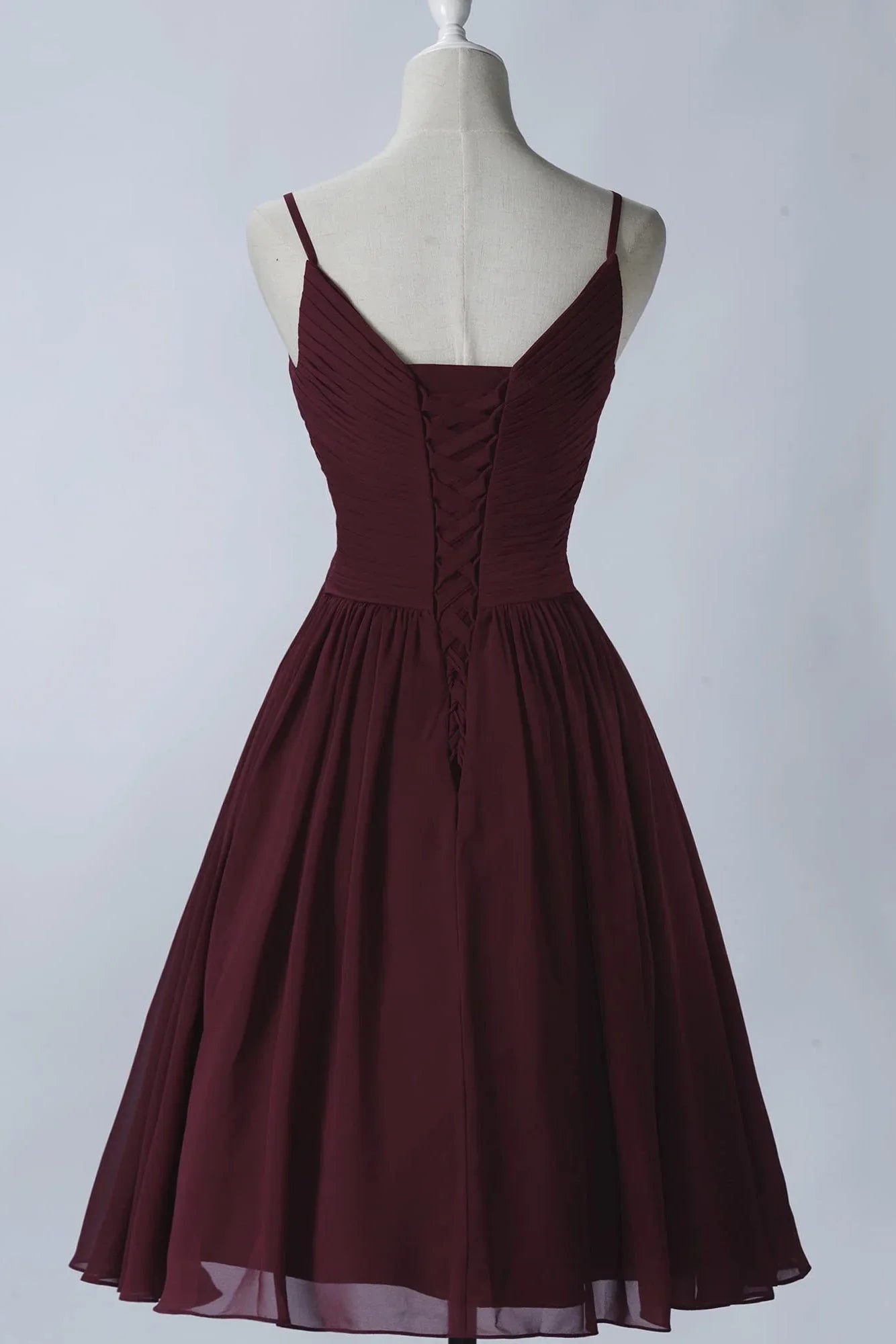 Spaghettiträger ärmelloses A-Linien Chiffon Kurzes Ballkleid Mit Taschen