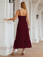 Numbersea Spaghetti-Träger Chiffon Brautjungfernkleid Knöchellänge Formell A-Linie Cocktail Party Homecoming-Kleid für Juniorinnen SEA28028